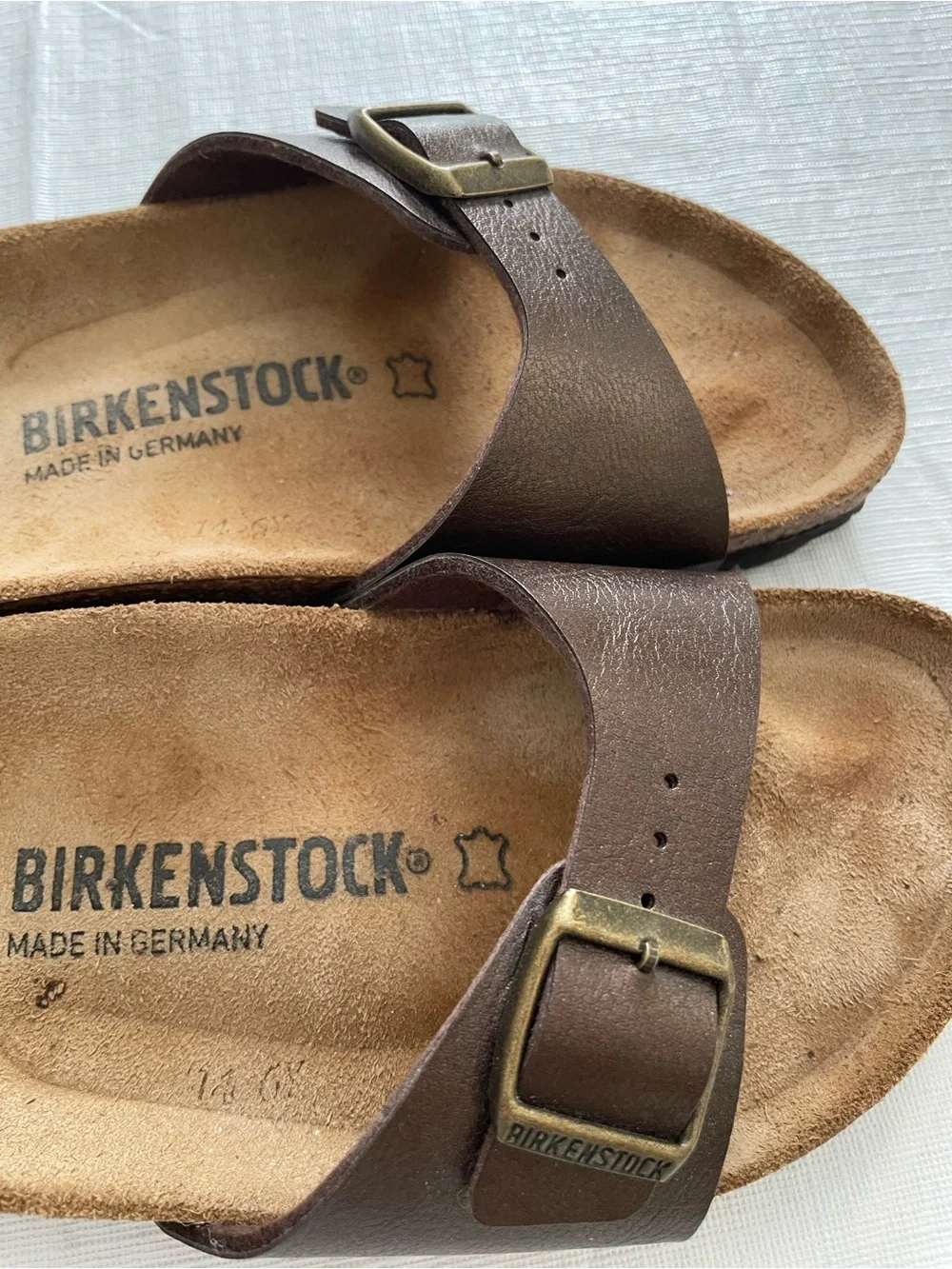 Birkenstock Madrid BronzeSingle-Strap Leather Slide Sandals